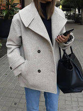 Aurohaya Women’s Oversized Double Breasted Peacoat with Pockets Elegant Casual Winter Coat